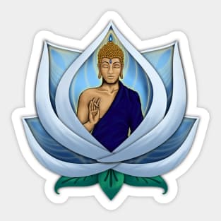 Buddha inside blue Lotus Flower Sticker